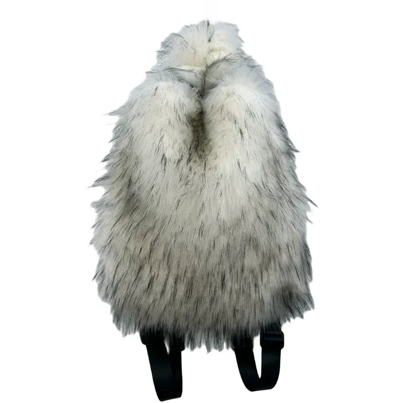 Faux Fur Backpacks for Women Kawaii Woolen Fabric School Bag Y2k Korean Travel Girls Fluffy Backpack Cute Plush Winter Schoolbag
